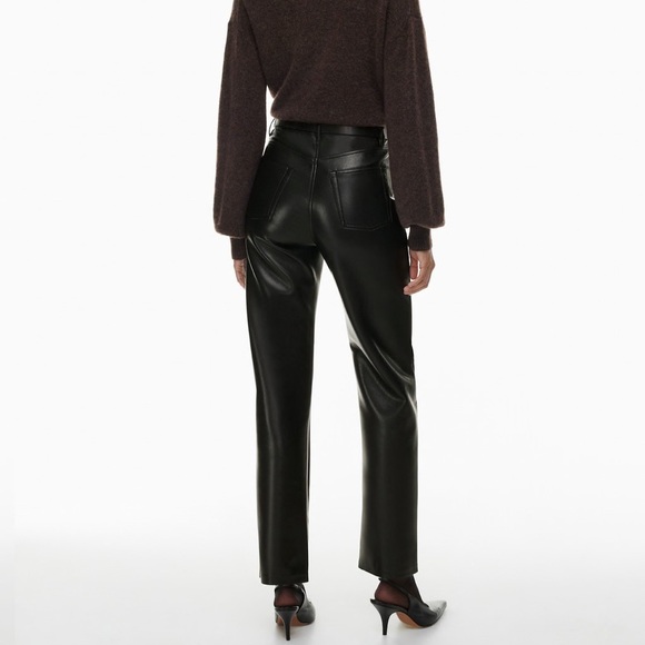Aritzia The Melina Pant vegan leather black highrise straight-leg regular size 4 - Picture 6 of 8